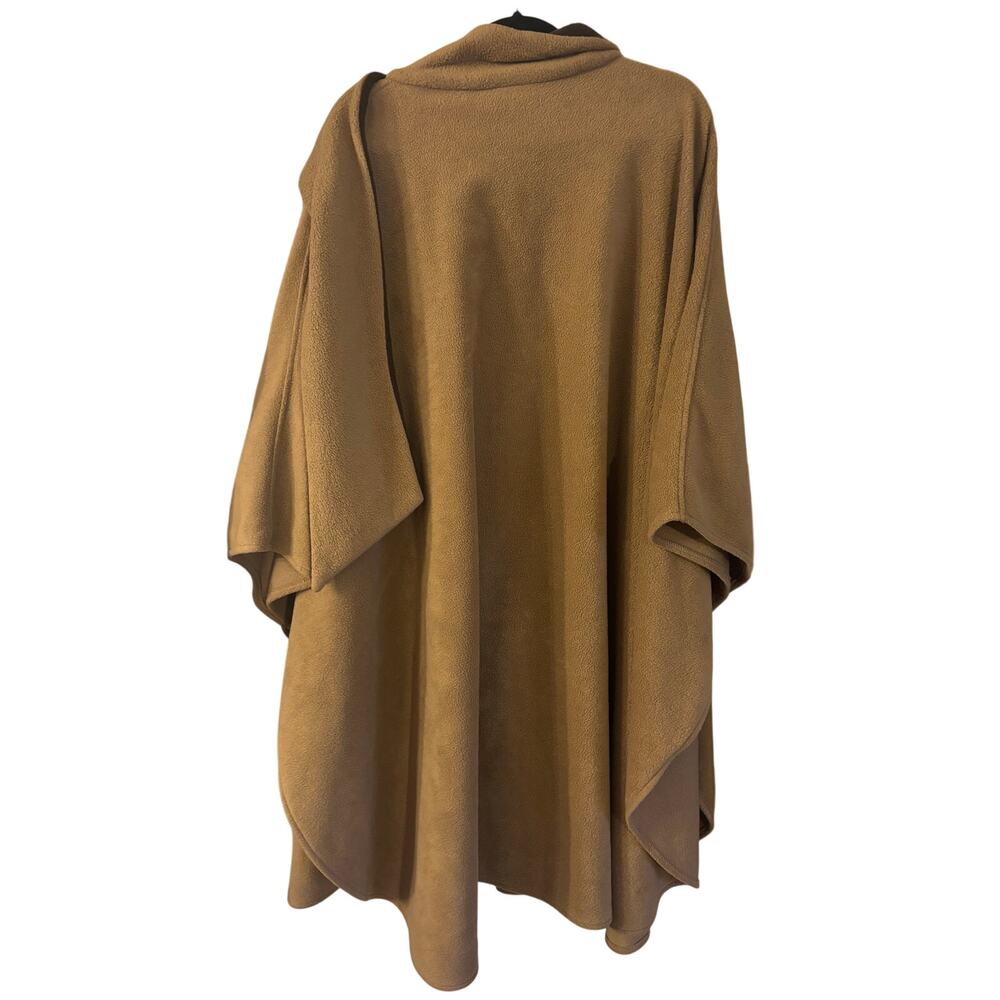 Vtg Preston & York Cape Tan One Size Button Long Line Poncho Old Money Romantic - Picture 2 of 6